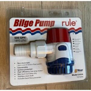 Rule 500GPH 1893 LPH  Standard Bilge Pump - 12V   model 25DA   NEW NIP